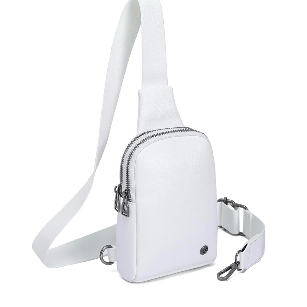 White Minimalist Crossbody Bag with Silver Hardware